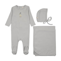 EMBROIDERED FOOTIE THREE PIECE SET