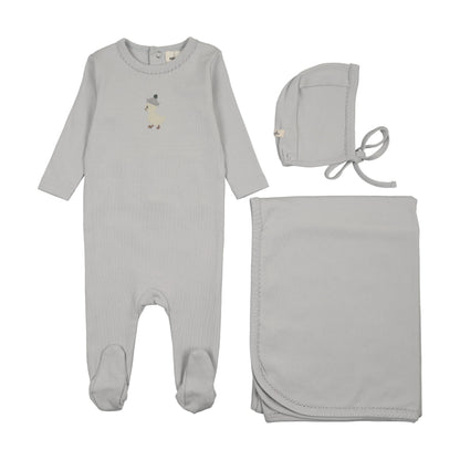 EMBROIDERED FOOTIE THREE PIECE SET