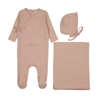POINTELLE MOCK WRAP FOOTIE THREE PIECE SET