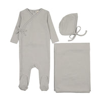 POINTELLE MOCK WRAP FOOTIE THREE PIECE SET