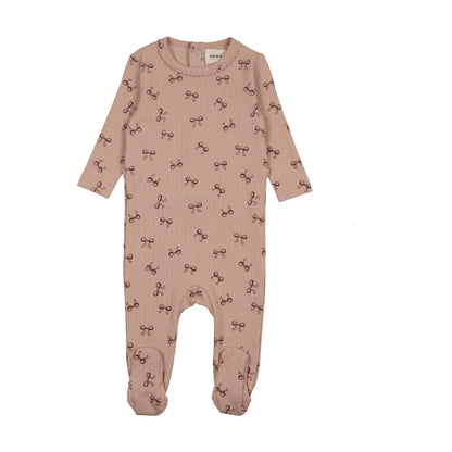 BOW PRINT POINTELLE FOOTIE