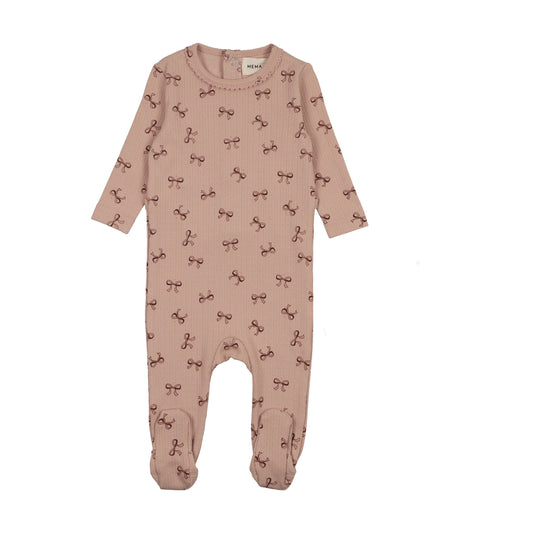 BOW PRINT POINTELLE FOOTIE