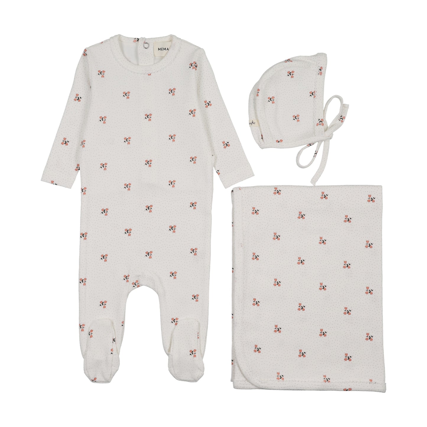 PRINTED SNAP BACK FOOTIE THREE PIECE SET