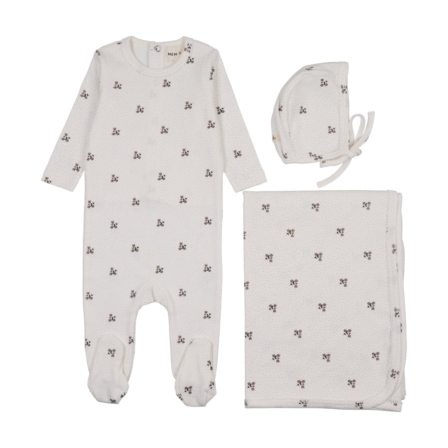 PRINTED SNAP BACK FOOTIE THREE PIECE SET