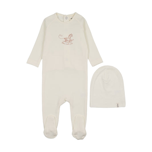 HORSE ROCKER FOOTIE + BEANIE