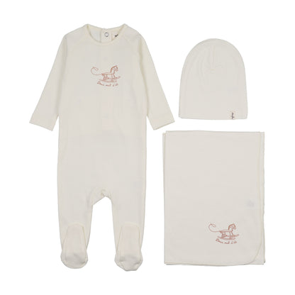 HORSE ROCKER FOOTIE THREE PIECE SET