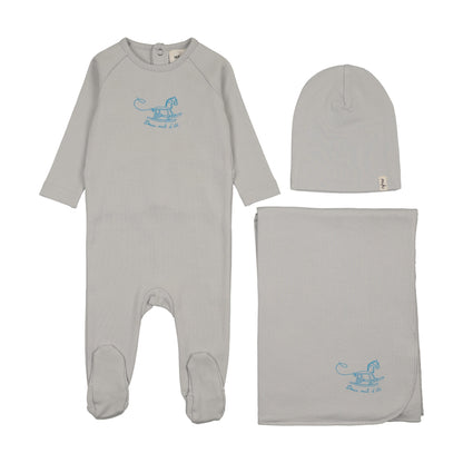 HORSE ROCKER FOOTIE THREE PIECE SET