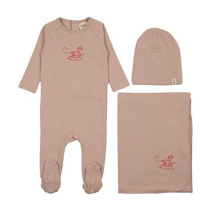HORSE ROCKER FOOTIE THREE PIECE SET