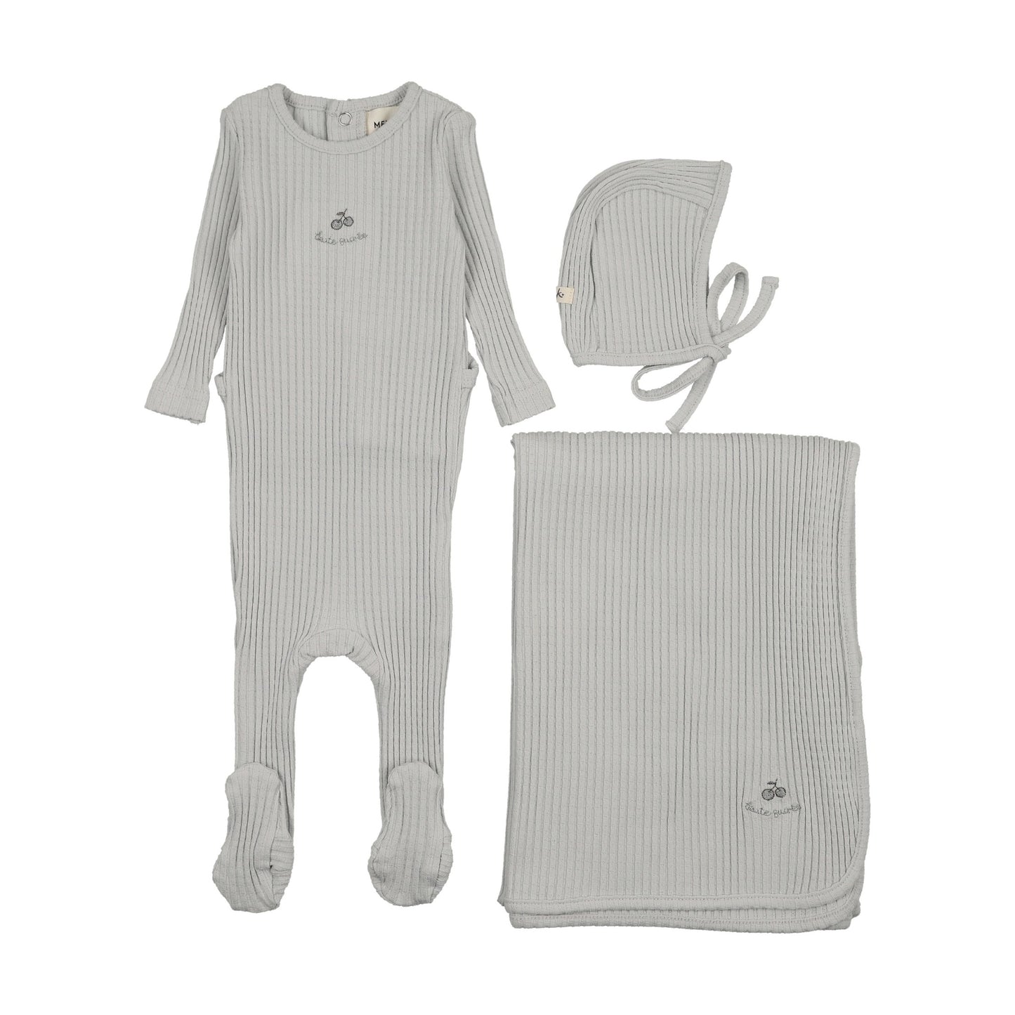 EMBROIDERED TEXTURED FOOTIE THREE PIECE SET