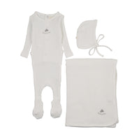 EMBROIDERED TEXTURED FOOTIE THREE PIECE SET