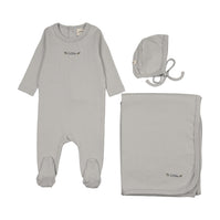 FLORAL EMBROIDERY FOOTIE THREE PIECE SET