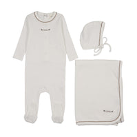 FLORAL EMBROIDERY FOOTIE THREE PIECE SET