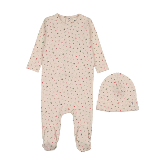 FLORAL PRINT SNAP BACK FOOTIE + BEANIE