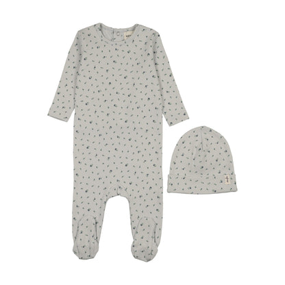 FLORAL PRINT SNAP BACK FOOTIE + BEANIE
