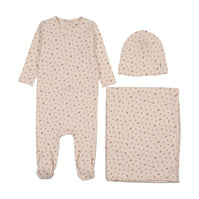 FLORAL PRINT SNAP BACK FOOTIE THREE PIECE SET