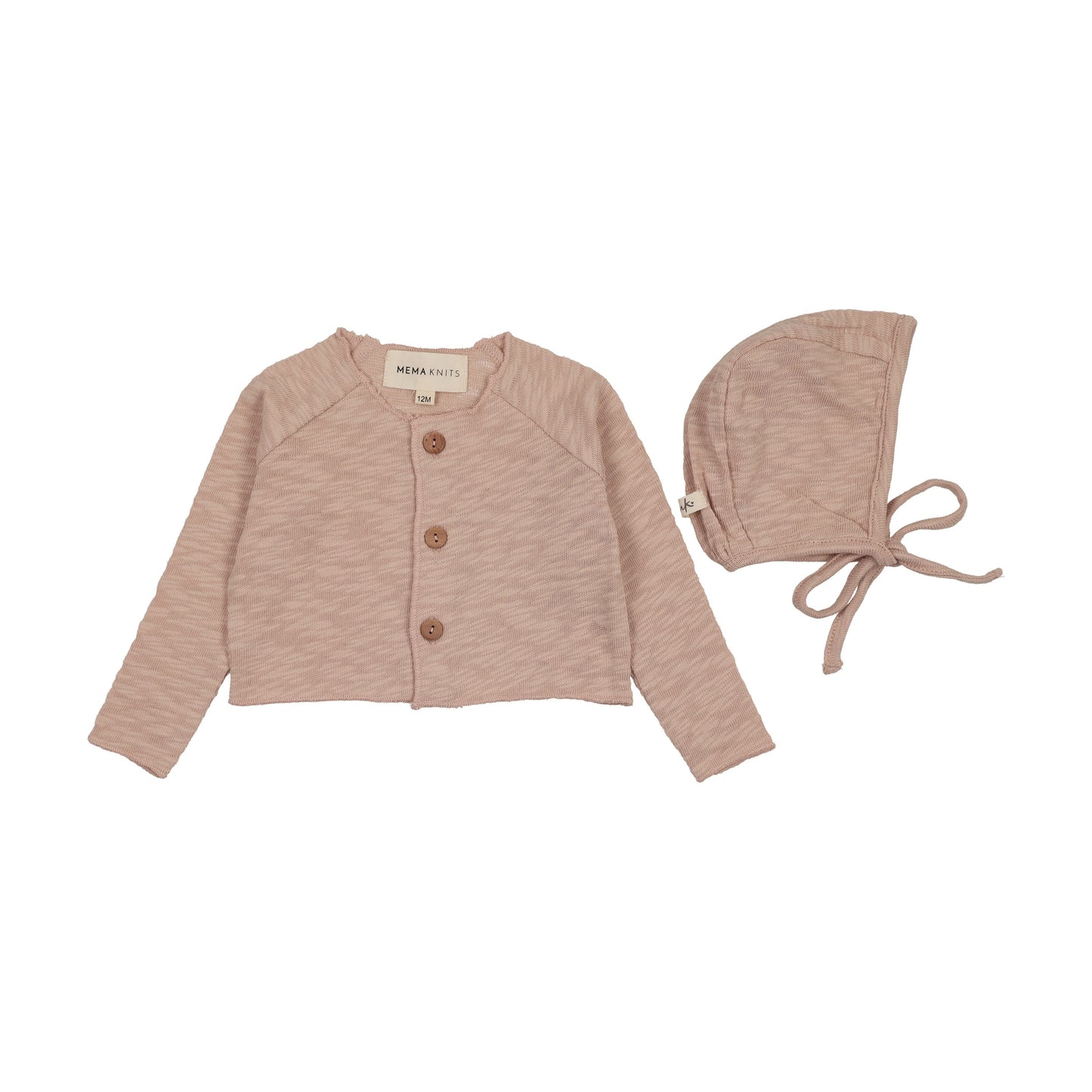 SLUB CARDIGAN + BONNET