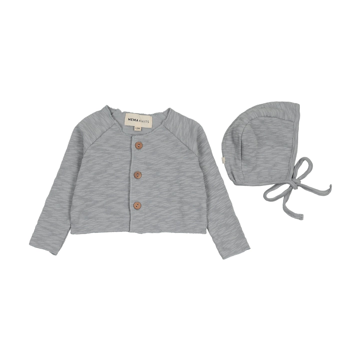 SLUB CARDIGAN + BONNET