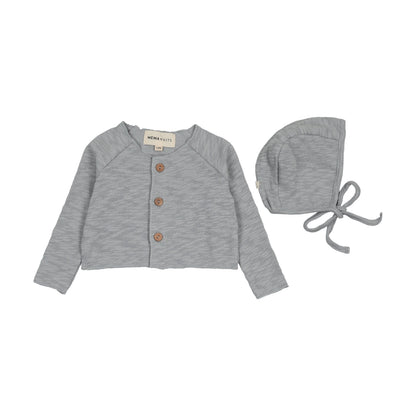 SLUB CARDIGAN + BONNET