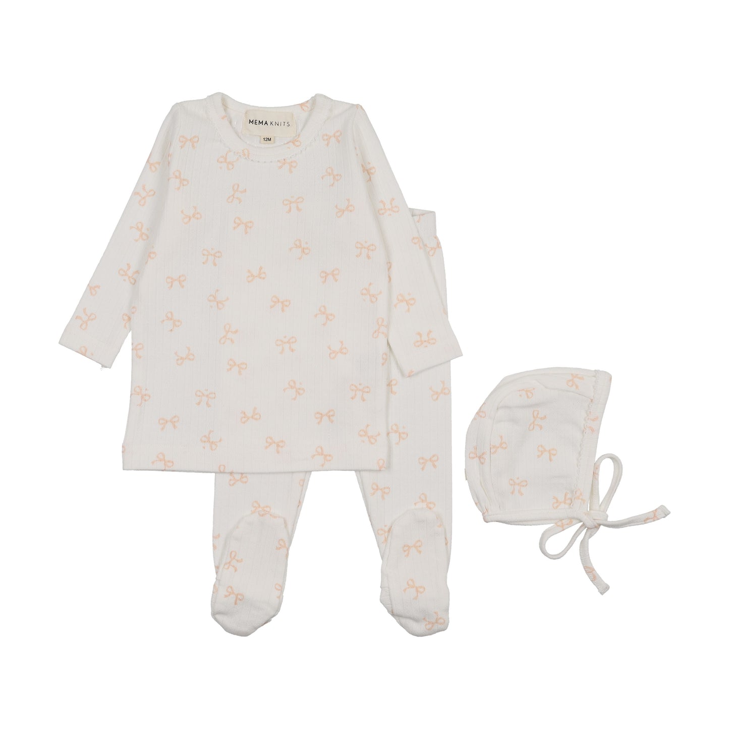 BOW PRINT 2-PIECE SET + BONNET