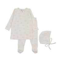BOW PRINT 2-PIECE SET + BONNET