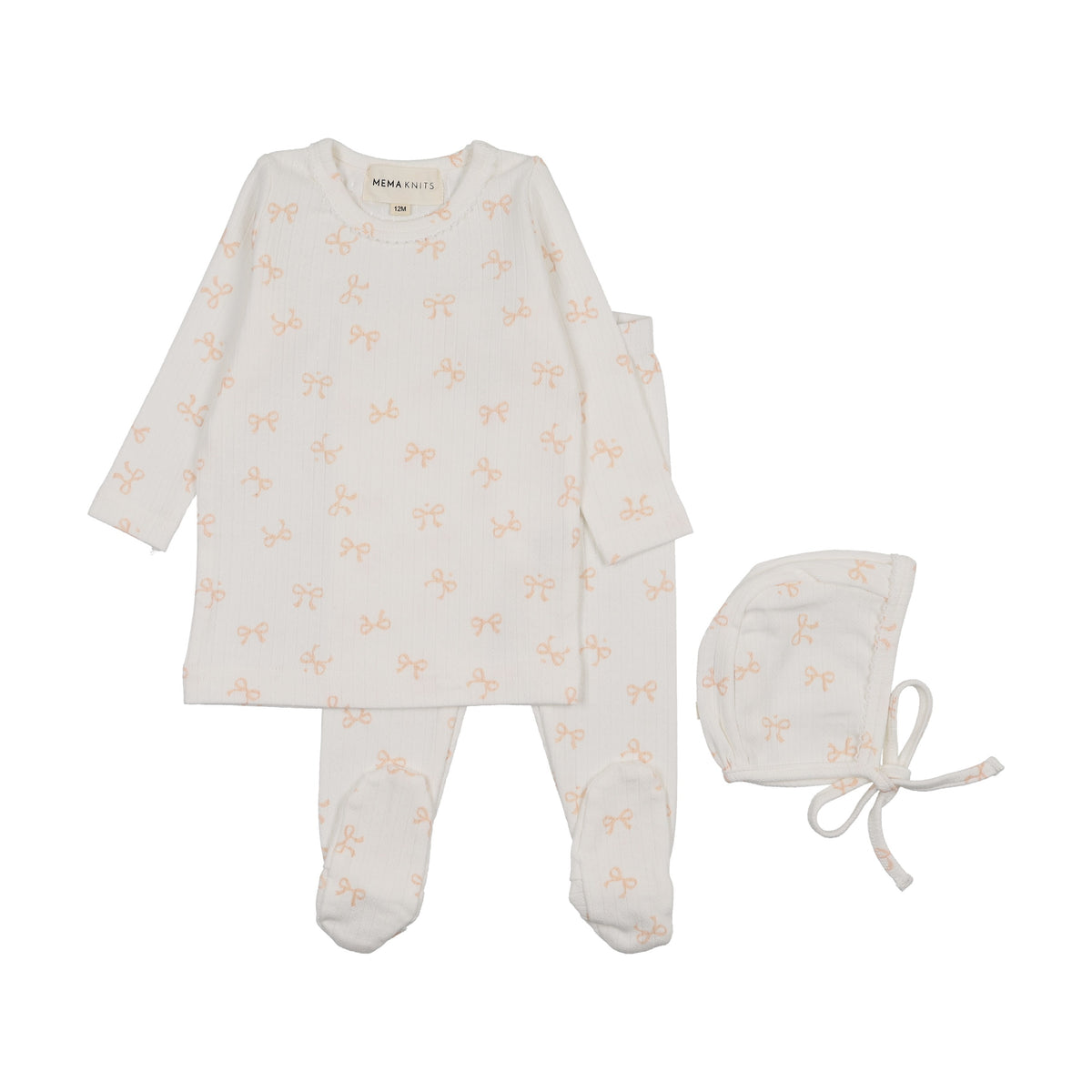 BOW PRINT 2-PIECE SET + BONNET-2