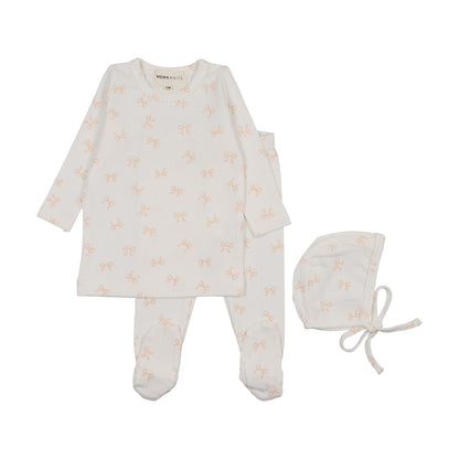 BOW PRINT 2-PIECE SET + BONNET