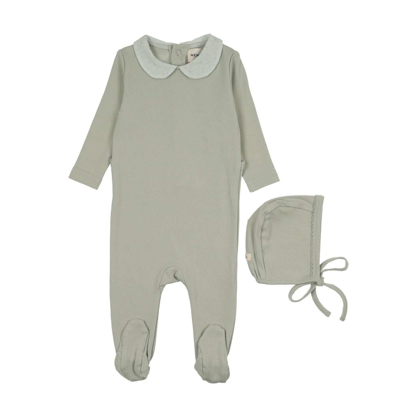 PRINTED COLLAR FOOTIE + BONNET