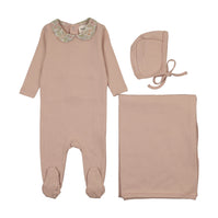 PRINTED COLLAR FOOTIE SET