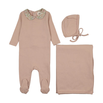 PRINTED COLLAR FOOTIE SET