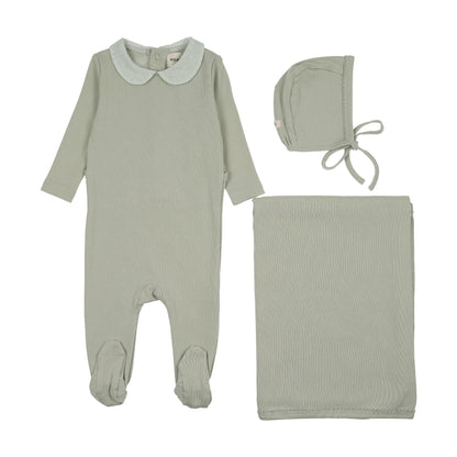 PRINTED COLLAR FOOTIE SET