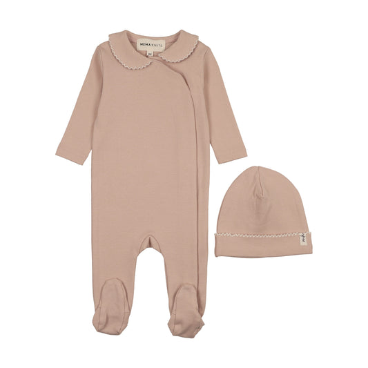 TRIMMED COLLAR FOOTIE + BEANIE