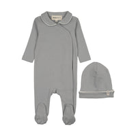 TRIMMED COLLAR FOOTIE + BEANIE