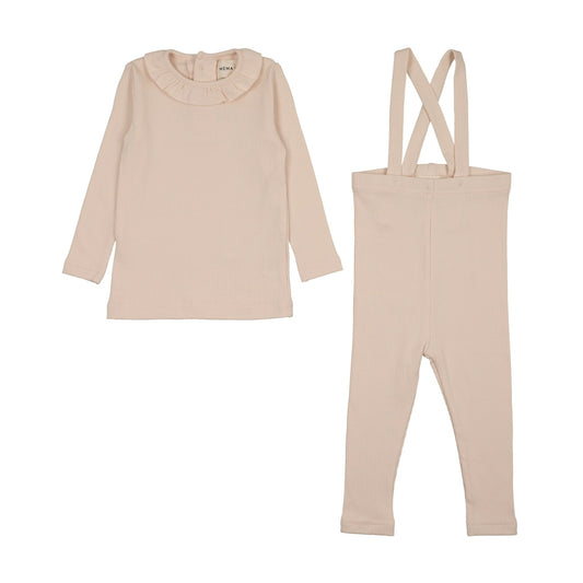 RIB RUFFLE COLLAR 2-PIECE SET
