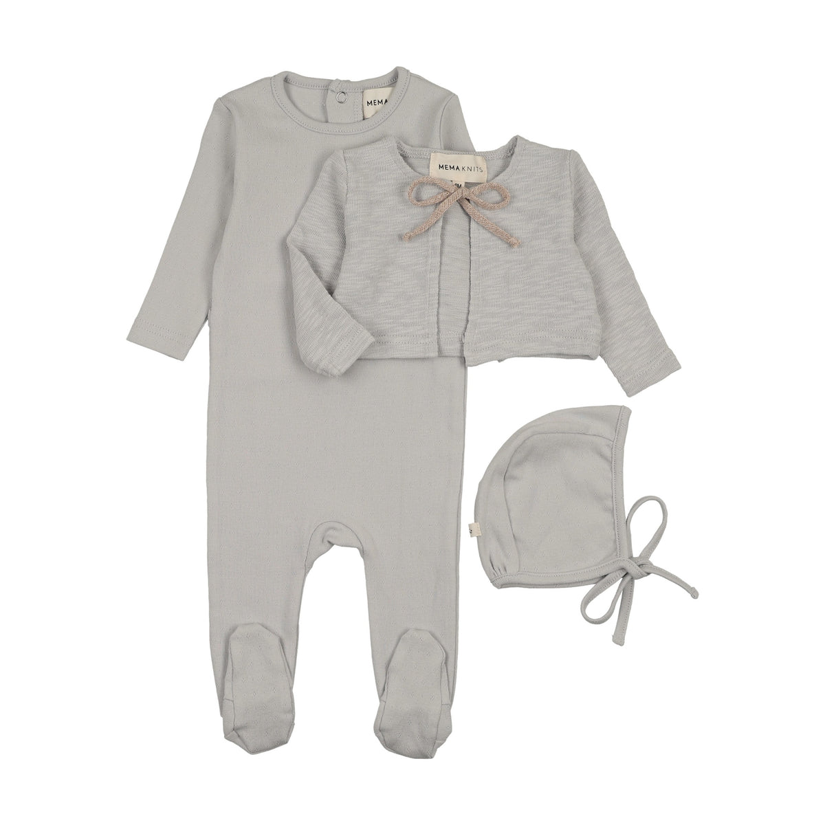 POINTELLE FOOTIE + SLUB CARDIGAN + BONNET-2