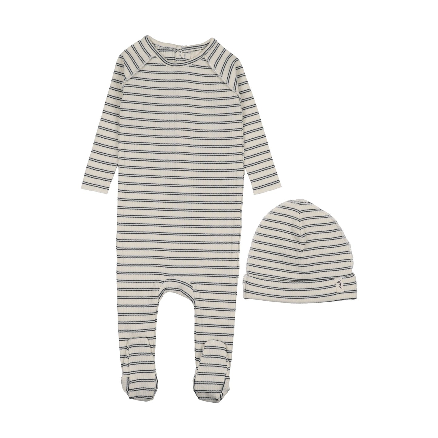 RIB STRIPE FOOTIE + BEANIE