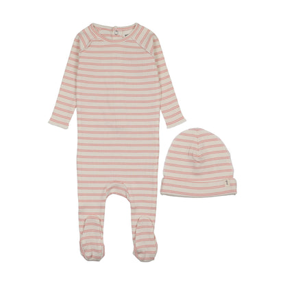 RIB STRIPE FOOTIE + BEANIE