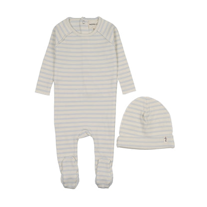 RIB STRIPE FOOTIE + BEANIE