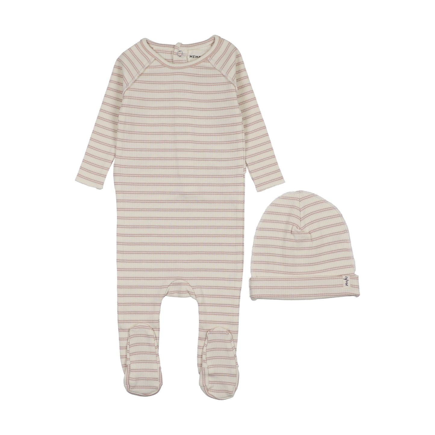 RIB STRIPE FOOTIE + BEANIE