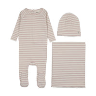RIB STRIPE FOOTIE THREE PIECE SET