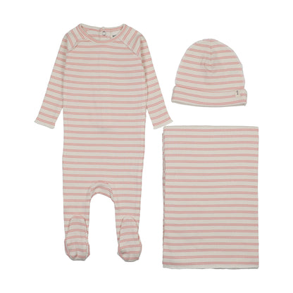 RIB STRIPE FOOTIE THREE PIECE SET