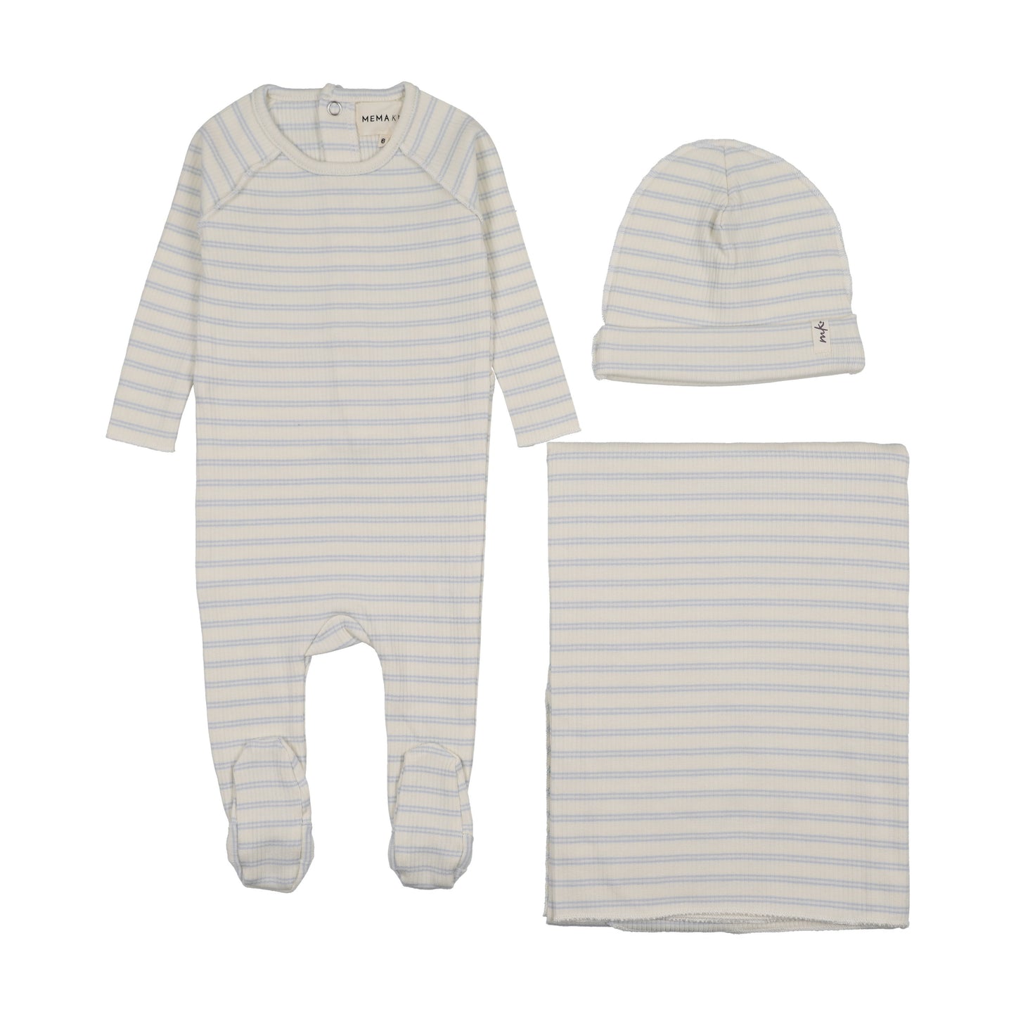 RIB STRIPE FOOTIE THREE PIECE SET