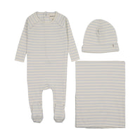 RIB STRIPE FOOTIE THREE PIECE SET