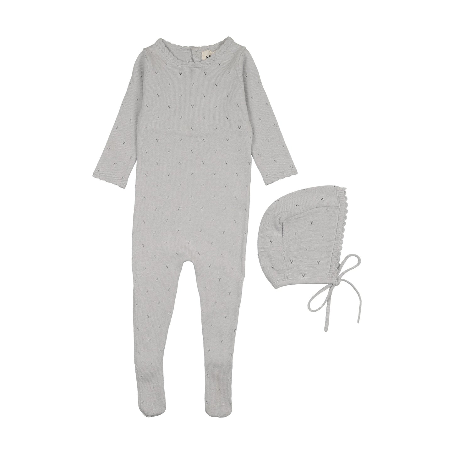 POINTELLE KNIT FOOTIE + BONNET