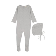 POINTELLE KNIT FOOTIE + BONNET