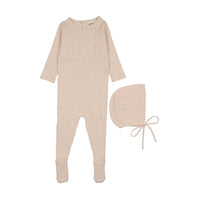 POINTELLE KNIT FOOTIE + BONNET