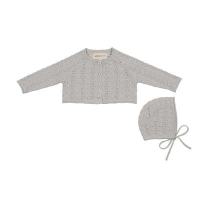 POINTELLE KNIT CROP CARDIGAN + BONNET