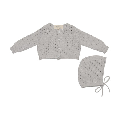 POINTELLE KNIT CARDIGAN + BONNET
