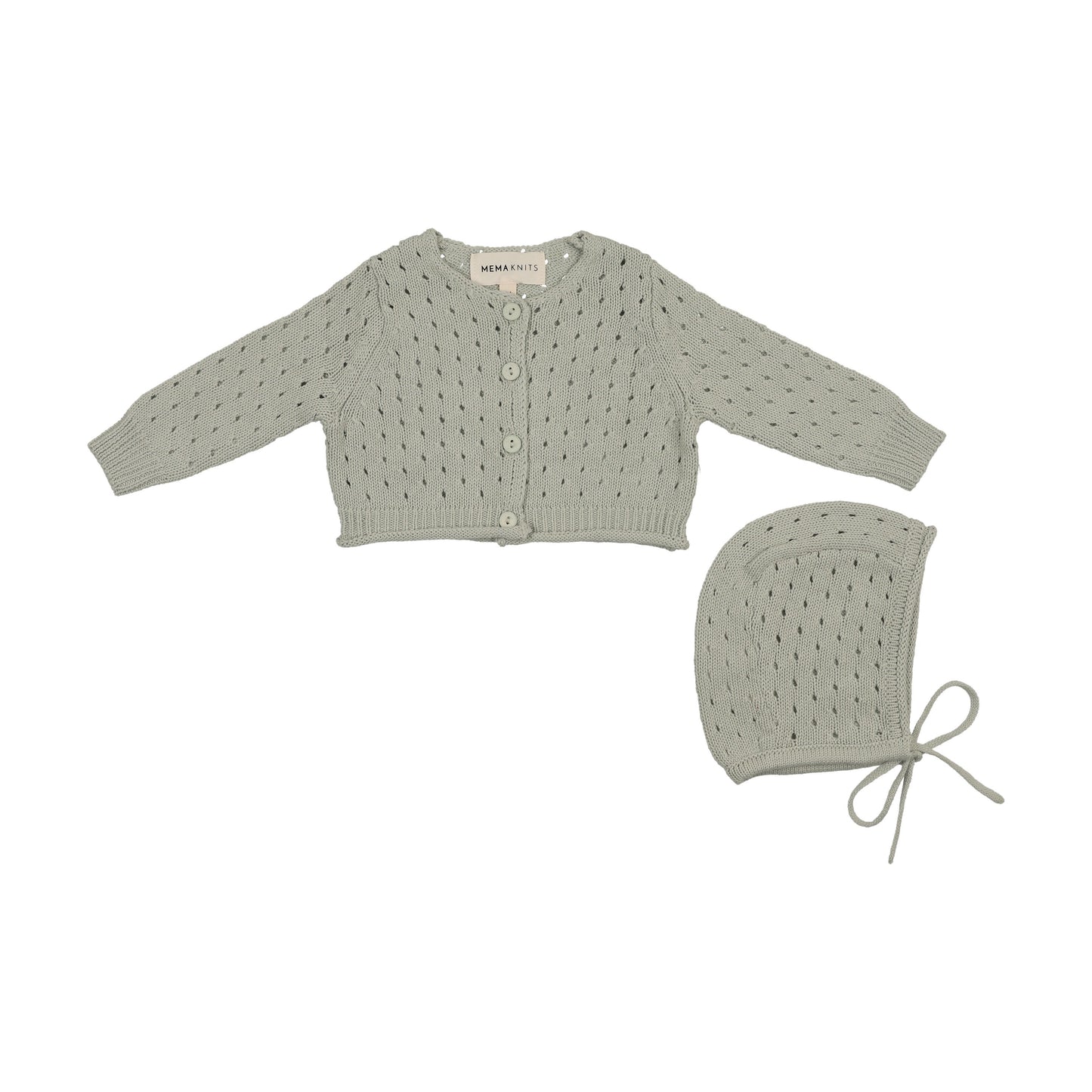 POINTELLE KNIT CARDIGAN + BONNET