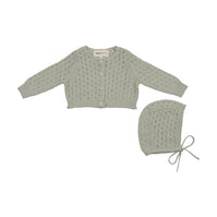 POINTELLE KNIT CARDIGAN + BONNET