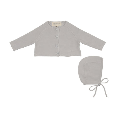 FLAT KNIT CARDIGAN + BONNET